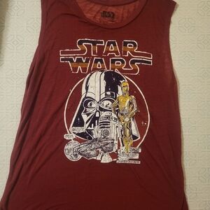Star Wars Burgundy Sleeveless Tank with Iconic Characters